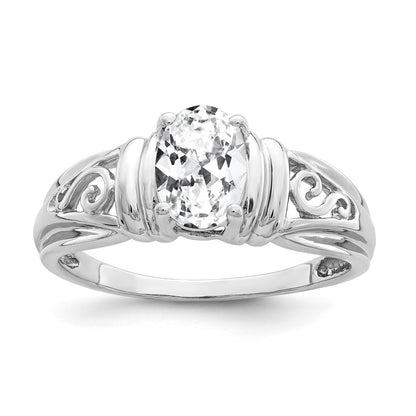 14k White Gold 7x5mm Oval Cubic Zirconia ring