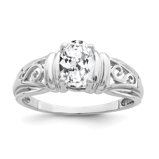 14k White Gold 7x5mm Oval Cubic Zirconia ring