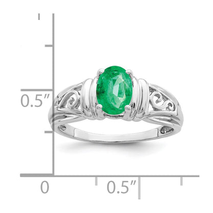 14k White Gold 7x5mm Oval Emerald ring