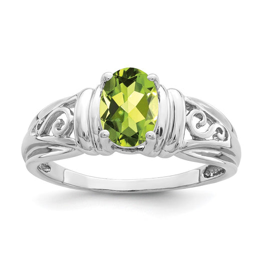 14k White Gold 7x5mm Oval Peridot ring