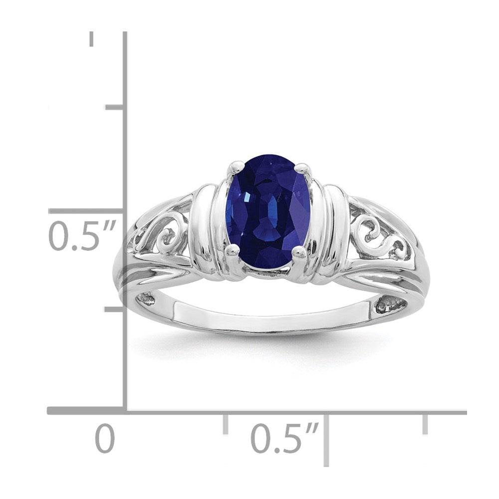 14k White Gold 7x5mm Oval Sapphire ring