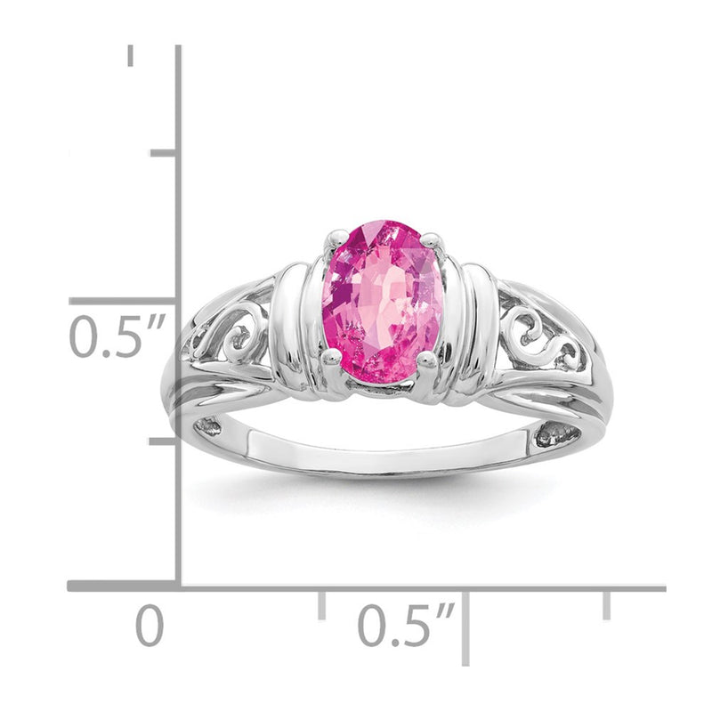 14k White Gold 7x5mm Oval Pink Sapphire ring