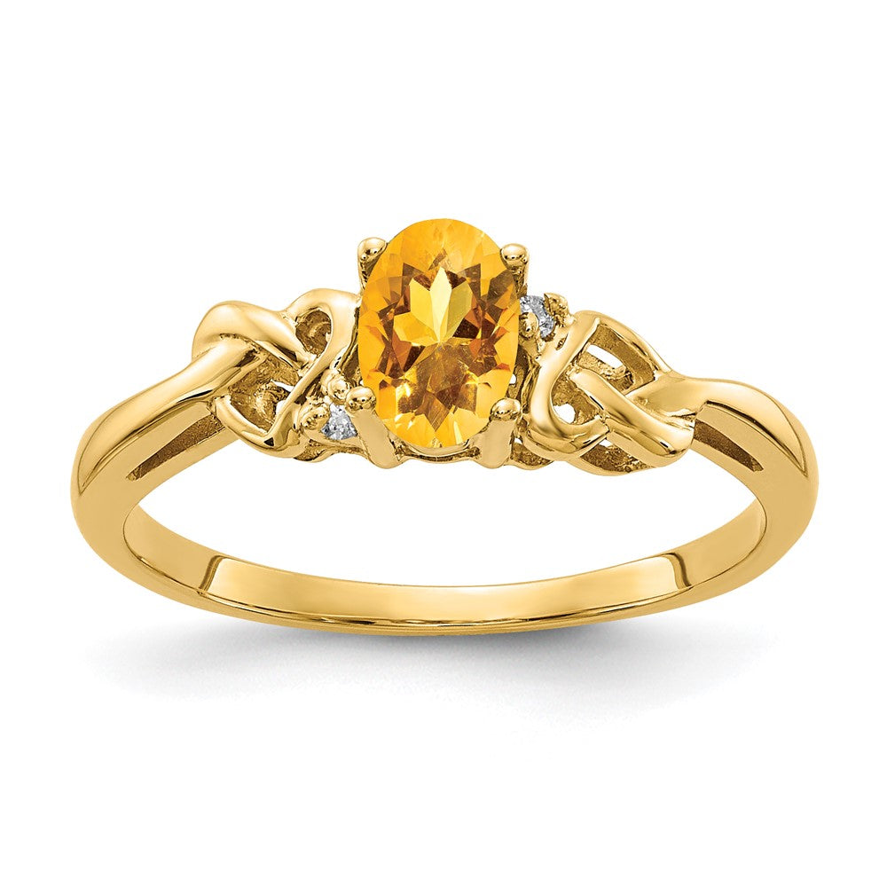 14K Yellow Gold 6x4mm Oval Citrine A Real Diamond ring