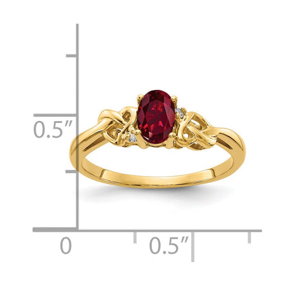 14k Yellow Gold 6x4mm Oval Created Ruby AAA Diamond ring
