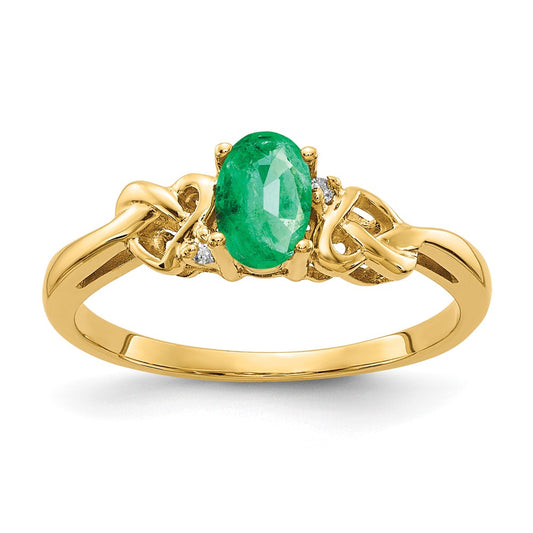14k Yellow Gold 6x4mm Oval Emerald AAA Diamond ring