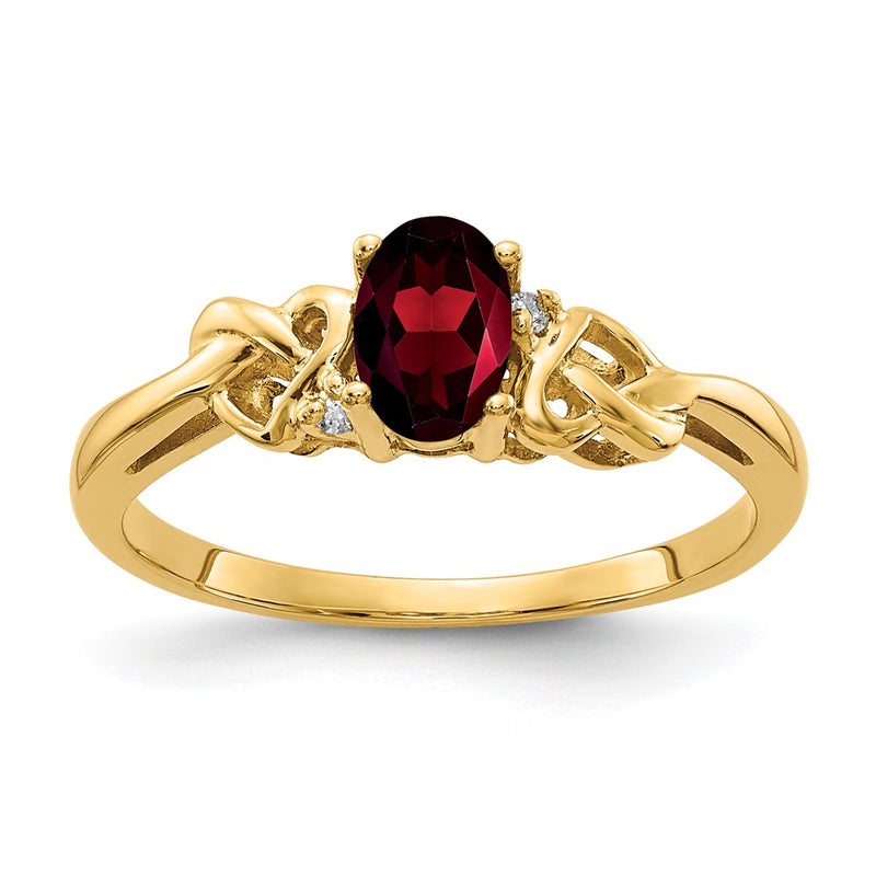 14k Yellow Gold 6x4mm Oval Garnet AA Diamond ring