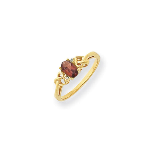 14k Yellow Gold 6x4mm Oval Garnet Checker AA Diamond ring