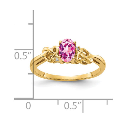 14k Yellow Gold 6x4mm Oval Pink Sapphire AA Diamond ring