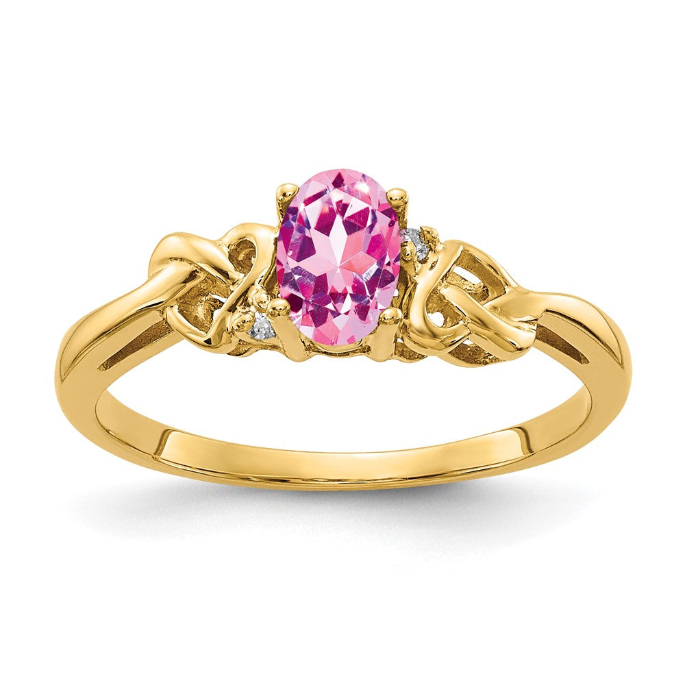 14K Yellow Gold 6x4mm Oval Pink Sapphire A Real Diamond ring