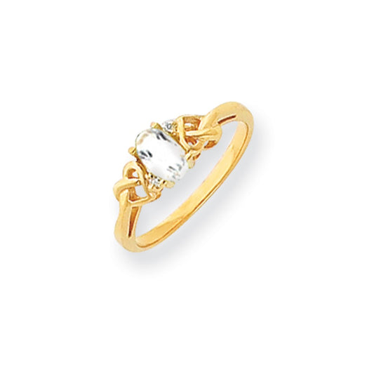 14k Yellow Gold 6x4mm Oval White Topaz AA Diamond ring