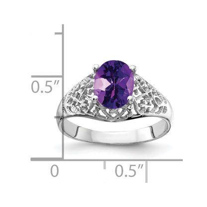 14k White Gold 8x6mm Oval Amethyst ring