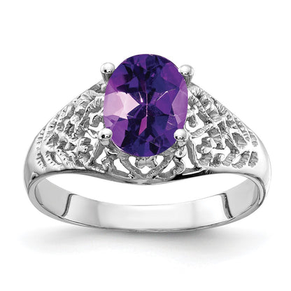 14k White Gold 8x6mm Oval Amethyst ring