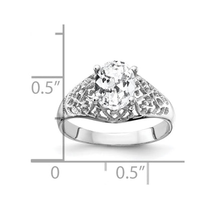 14k White Gold 8x6mm Oval Cubic Zirconia ring