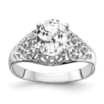 14k White Gold 8x6mm Oval Cubic Zirconia ring