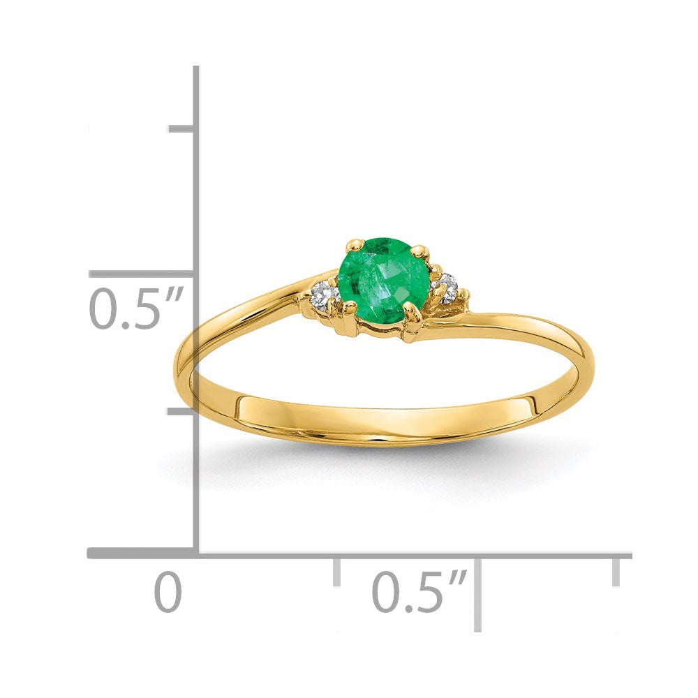 14k Yellow Gold 4mm Emerald AA Diamond ring