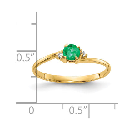14k Yellow Gold 4mm Emerald AA Diamond ring