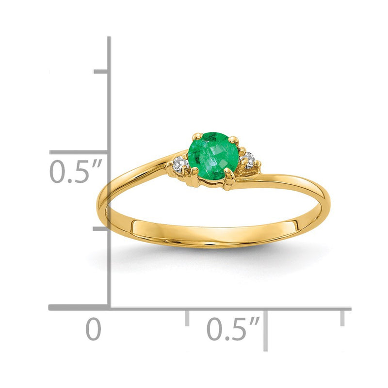 14k Yellow Gold 4mm Emerald AA Diamond ring
