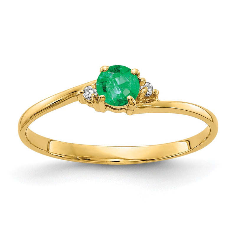 14K Yellow Gold 4mm Emerald A Real Diamond ring