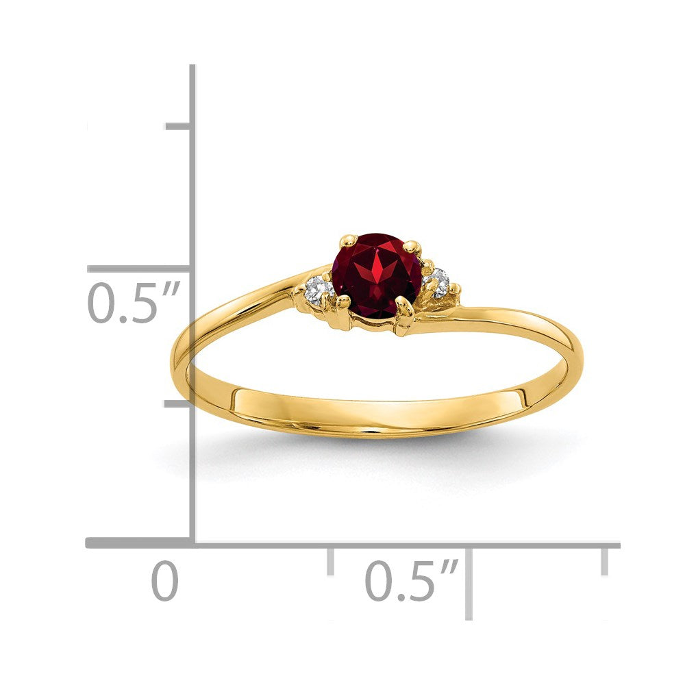 14k Yellow Gold 4mm Garnet AA Diamond ring