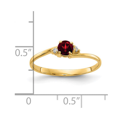 14k Yellow Gold 4mm Garnet AA Diamond ring