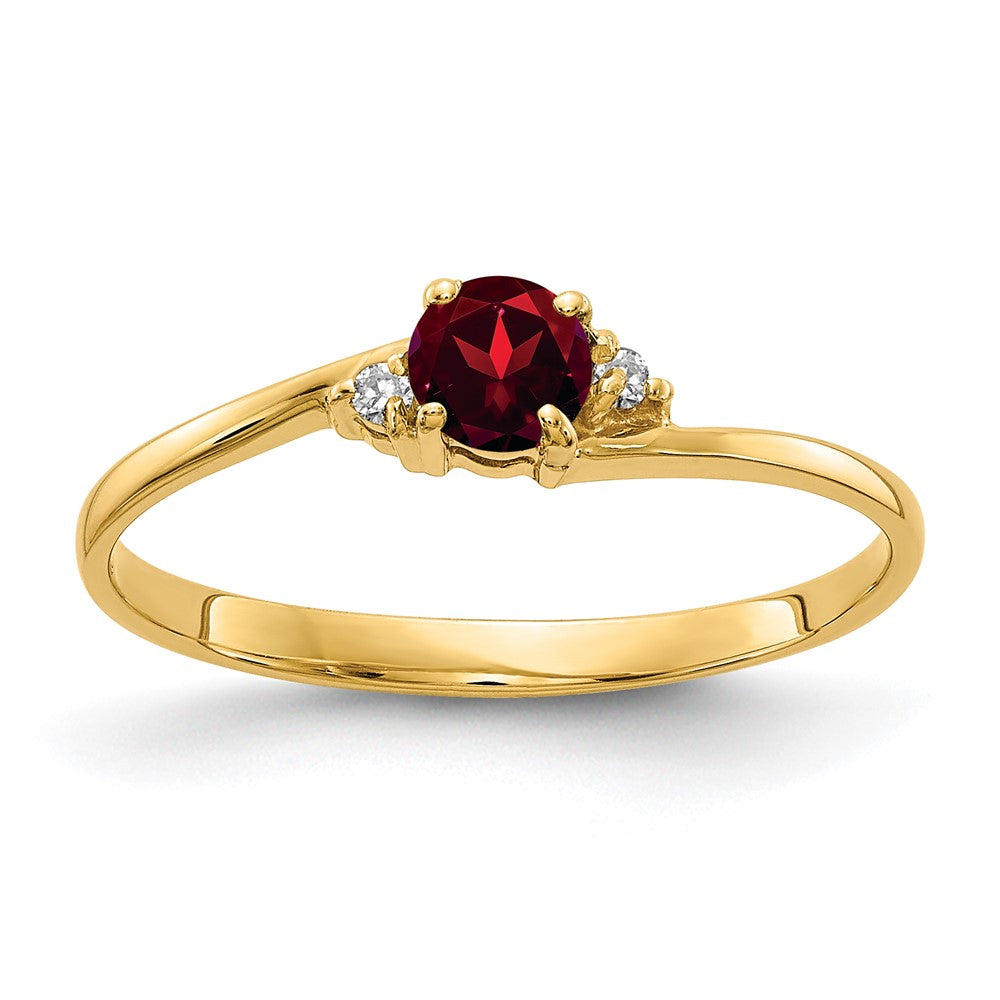 14K Yellow Gold 4mm Garnet A Real Diamond ring