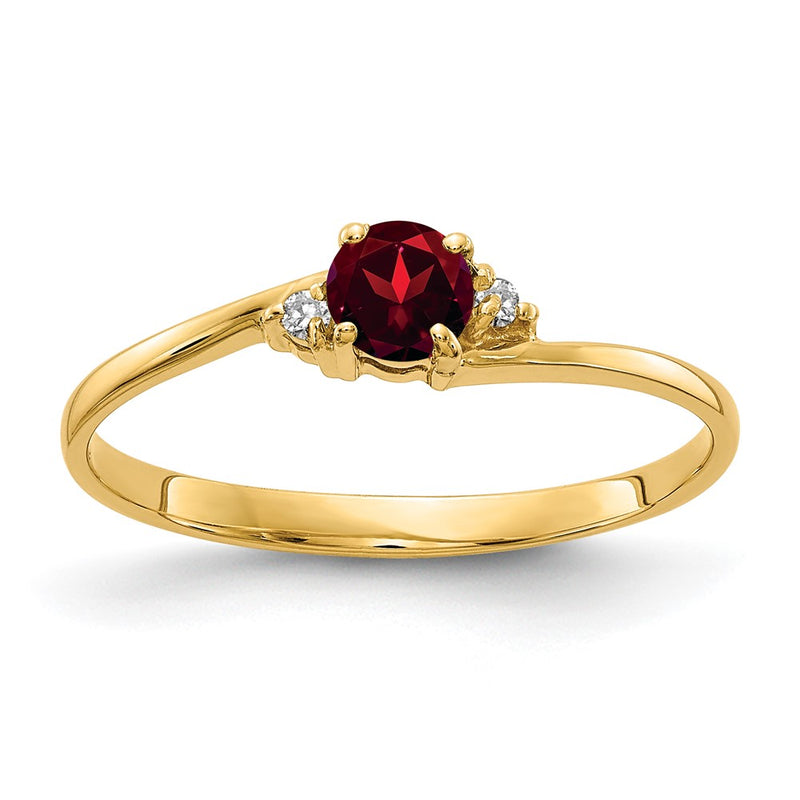 14K Yellow Gold 4mm Garnet A Real Diamond ring