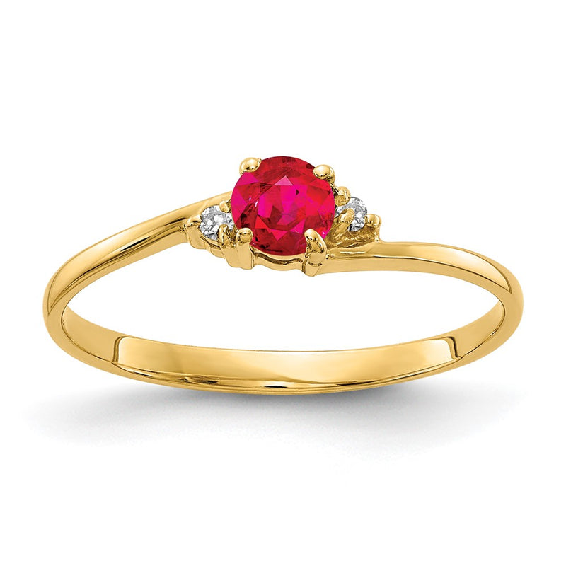 14k Yellow Gold 4mm Ruby AA Diamond ring