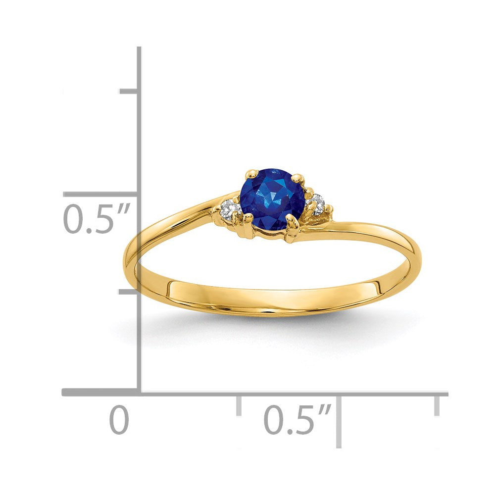 14k Yellow Gold 4mm Sapphire AA Diamond ring