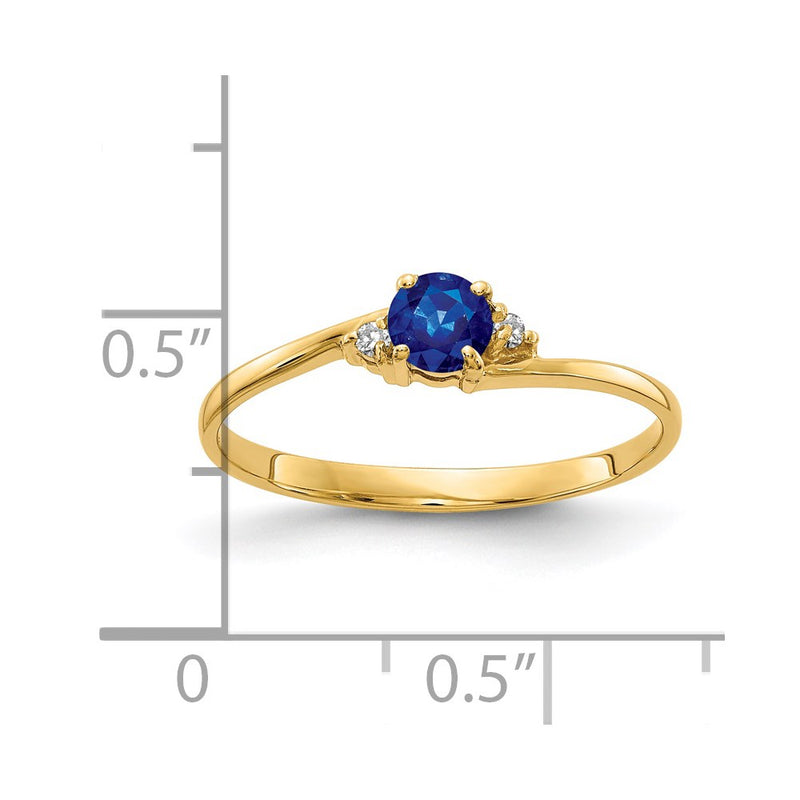 14k Yellow Gold 4mm Sapphire AA Diamond ring