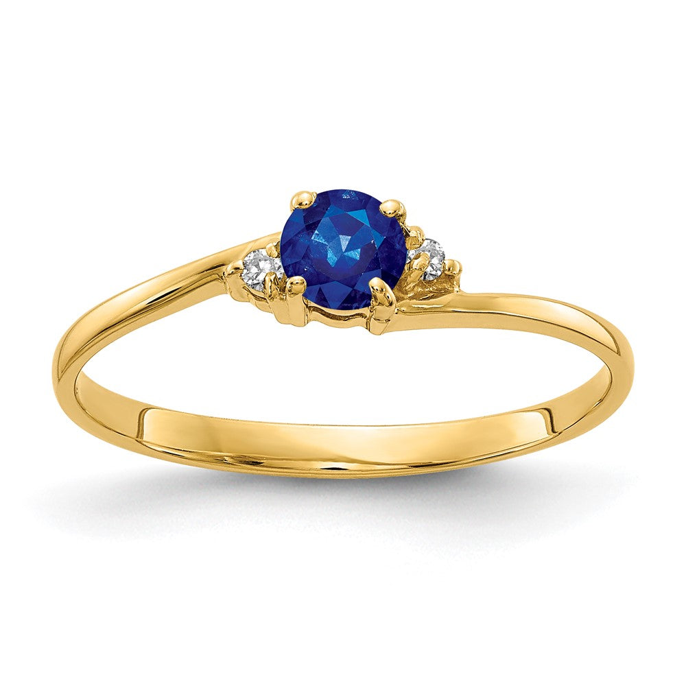 14K Yellow Gold 4mm Sapphire A Real Diamond ring