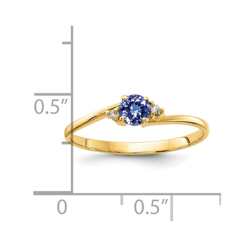 14K Yellow Gold 4mm Tsavorite A Real Diamond ring