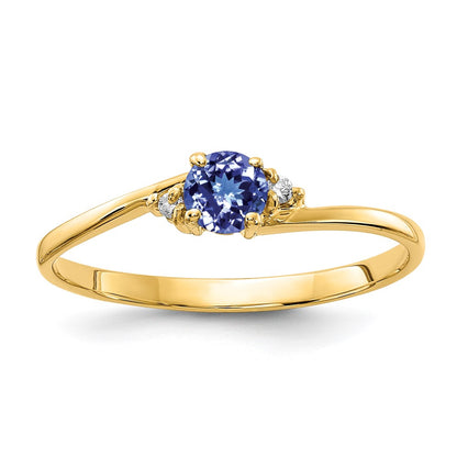 14K Yellow Gold 4mm Tsavorite A Real Diamond ring