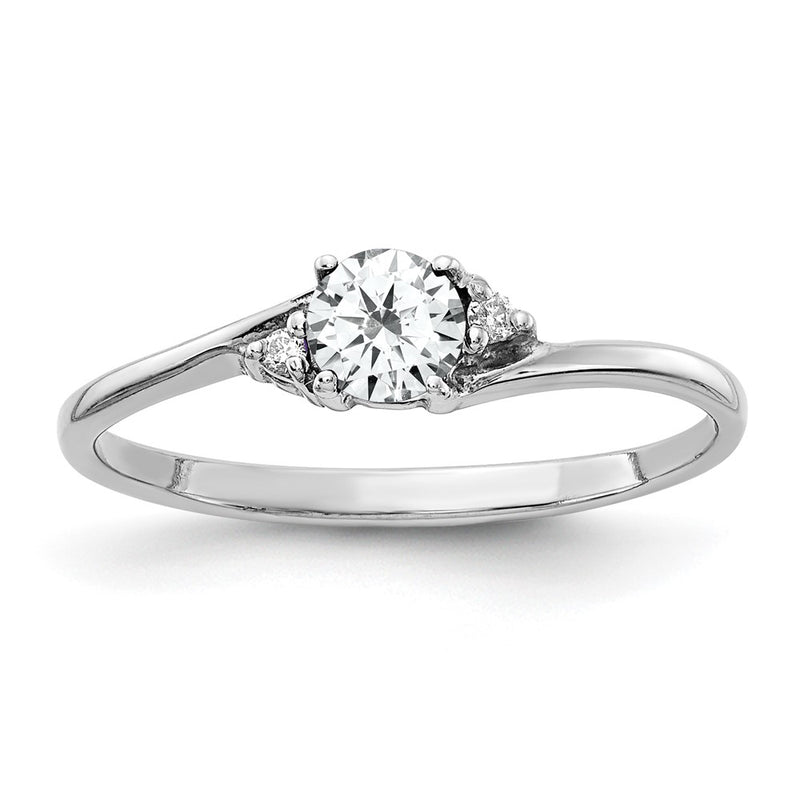 14k White Gold 4mm Cubic Zirconia AA Diamond ring