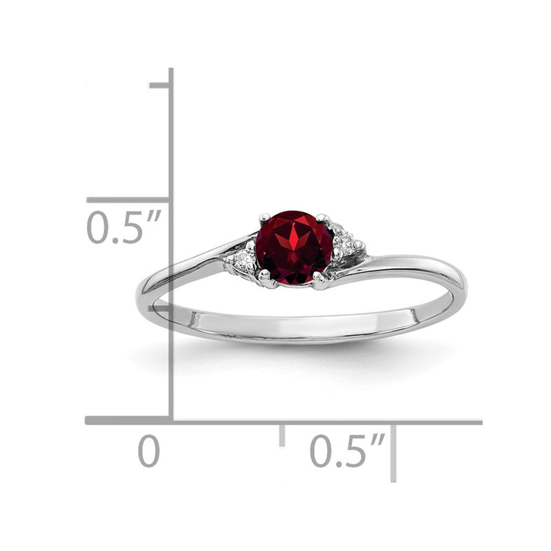 14k White Gold 4mm Garnet AAA Diamond ring