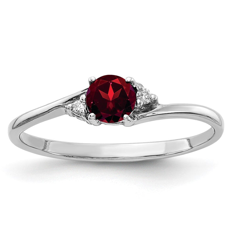 14k White Gold 4mm Garnet AAA Diamond ring