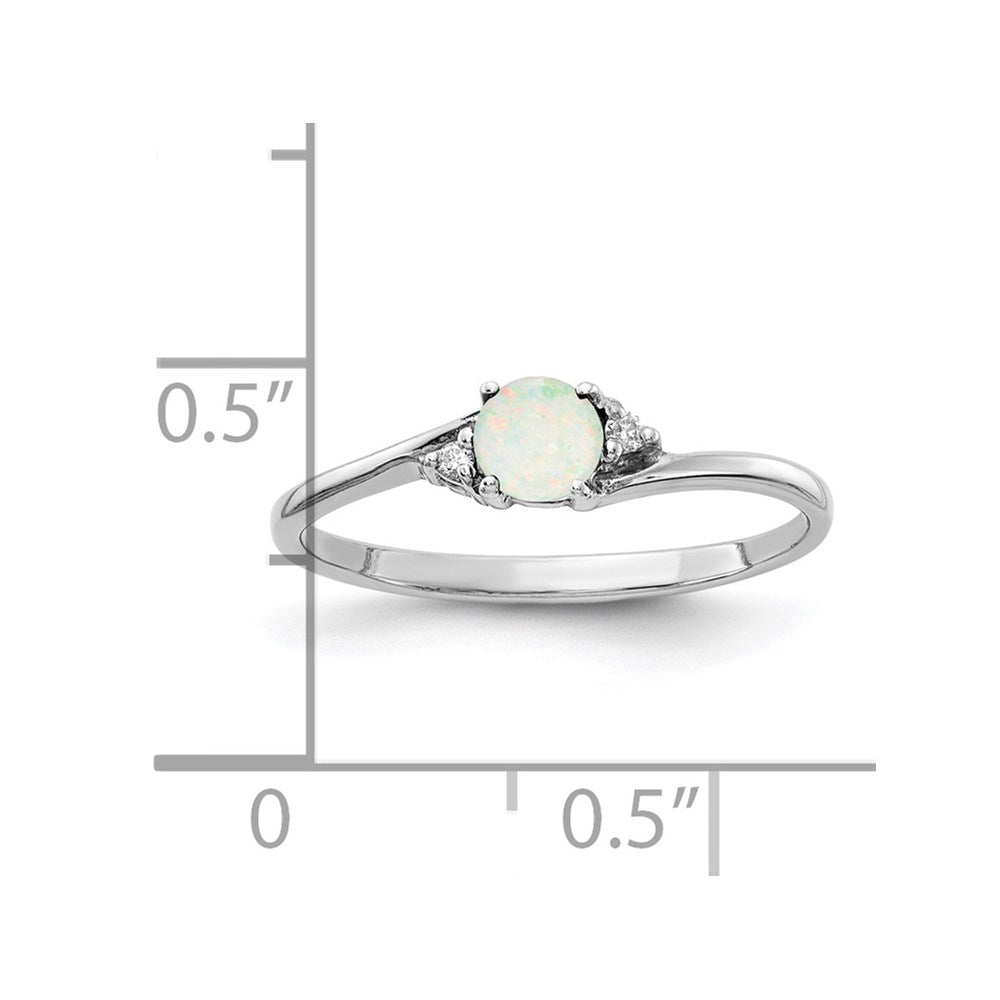 14k White Gold Opal and Diamond Ring