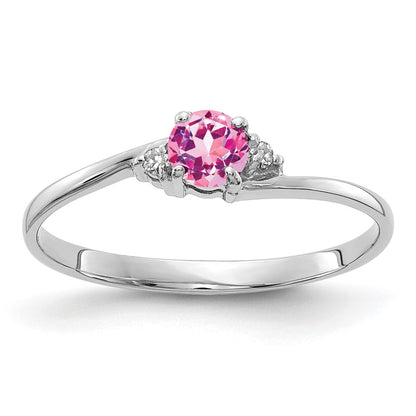 14k White Gold 4mm Pink Sapphire A Real Diamond ring