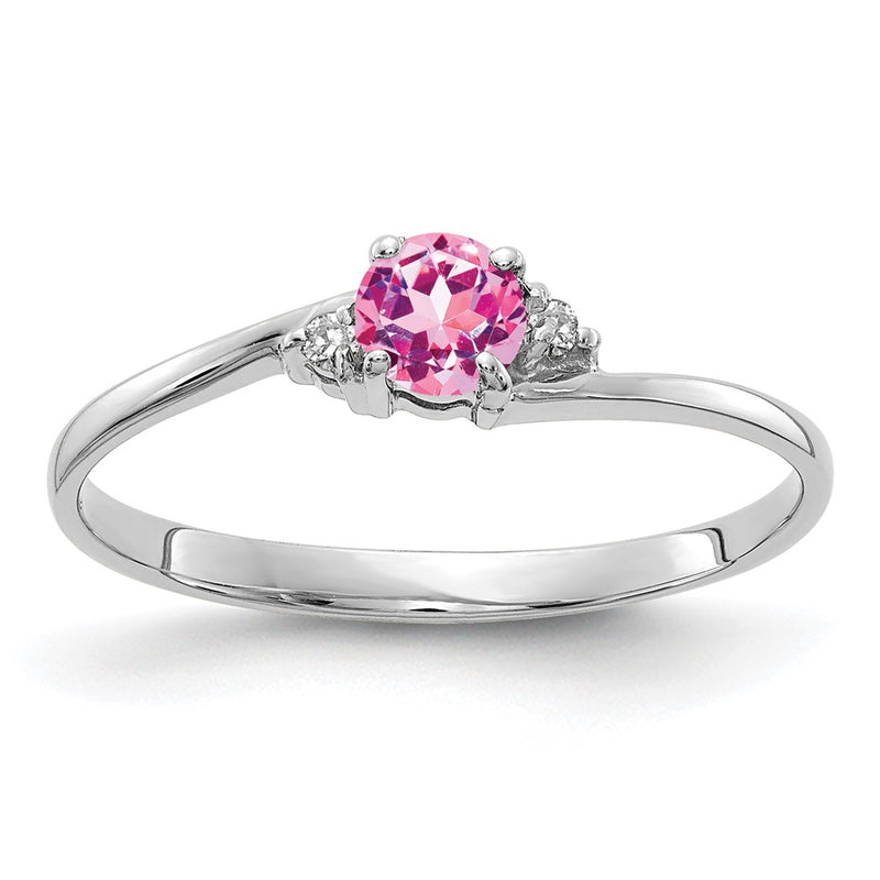 14k White Gold 4mm Pink Sapphire A Real Diamond ring