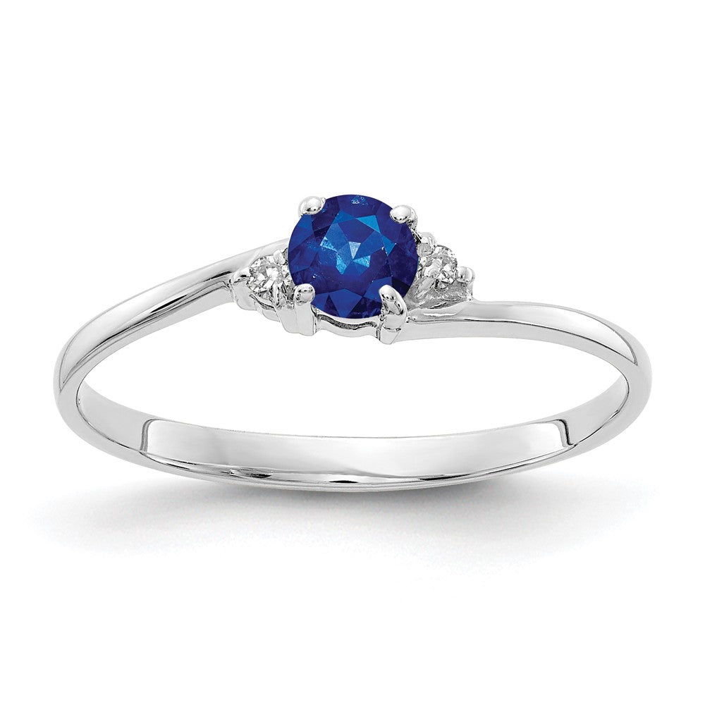 14k White Gold 4mm Sapphire A Real Diamond ring