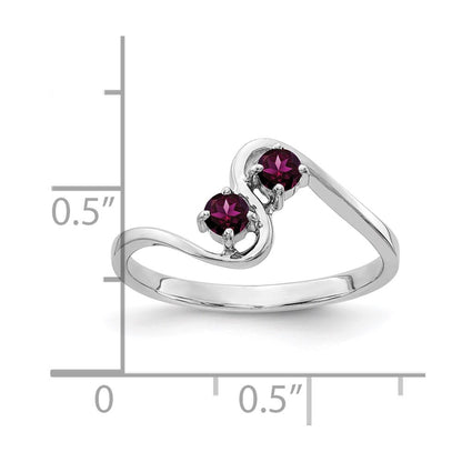 14k White Gold 3mm Rhodolite Garnet ring
