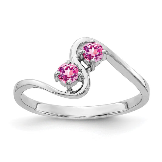 14k White Gold 3mm Pink Sapphire Ring