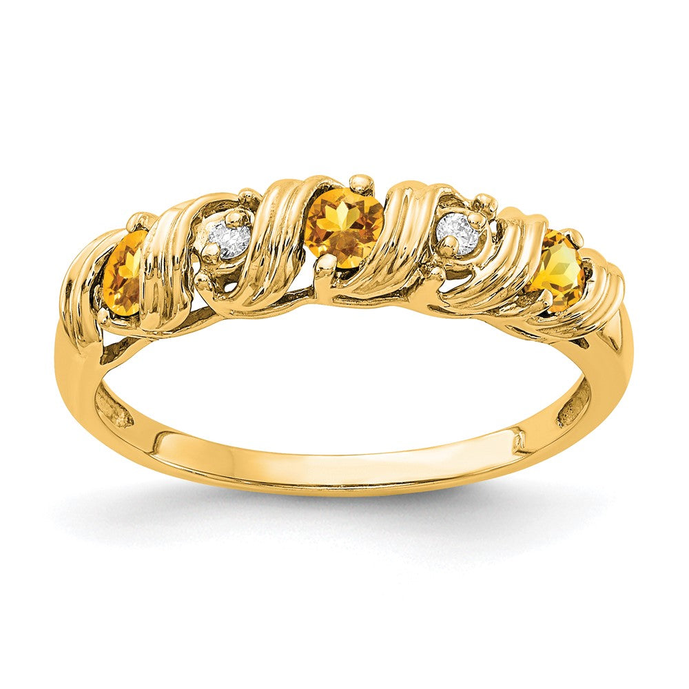 14K Yellow Gold 2.75mm Citrine A Real Diamond ring