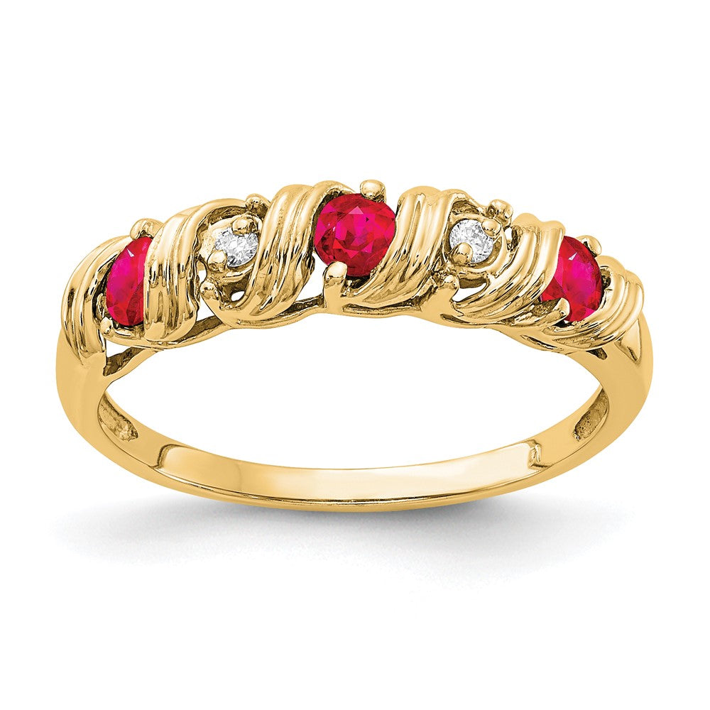 14K Yellow Gold 2.75mm Ruby A Real Diamond ring