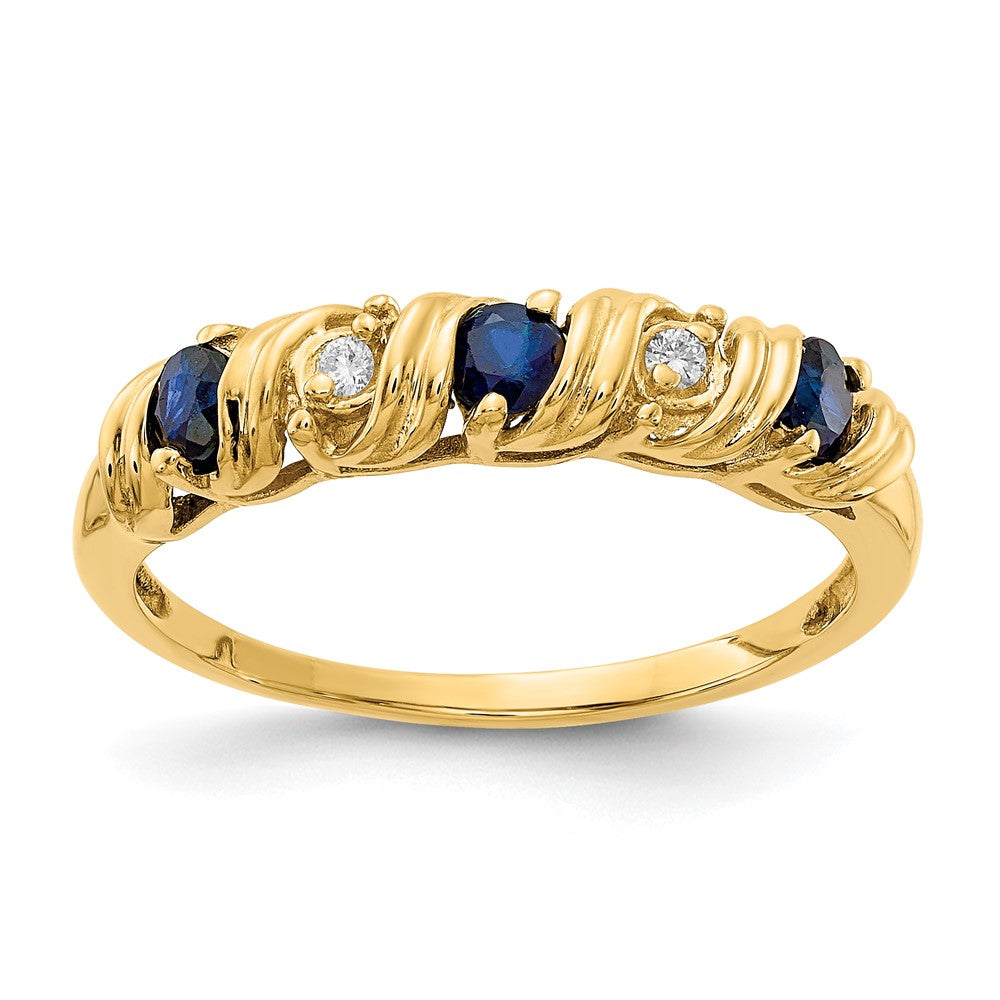 14K Yellow Gold 2.75mm Sapphire A Real Diamond ring