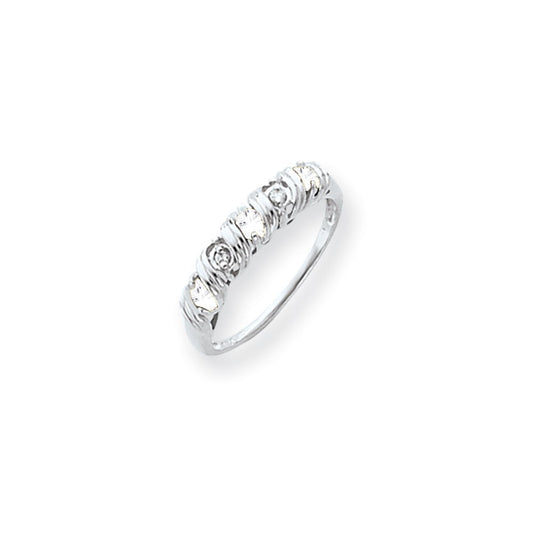 14k White Gold 2.75mm Cubic Zirconia A Diamond ring
