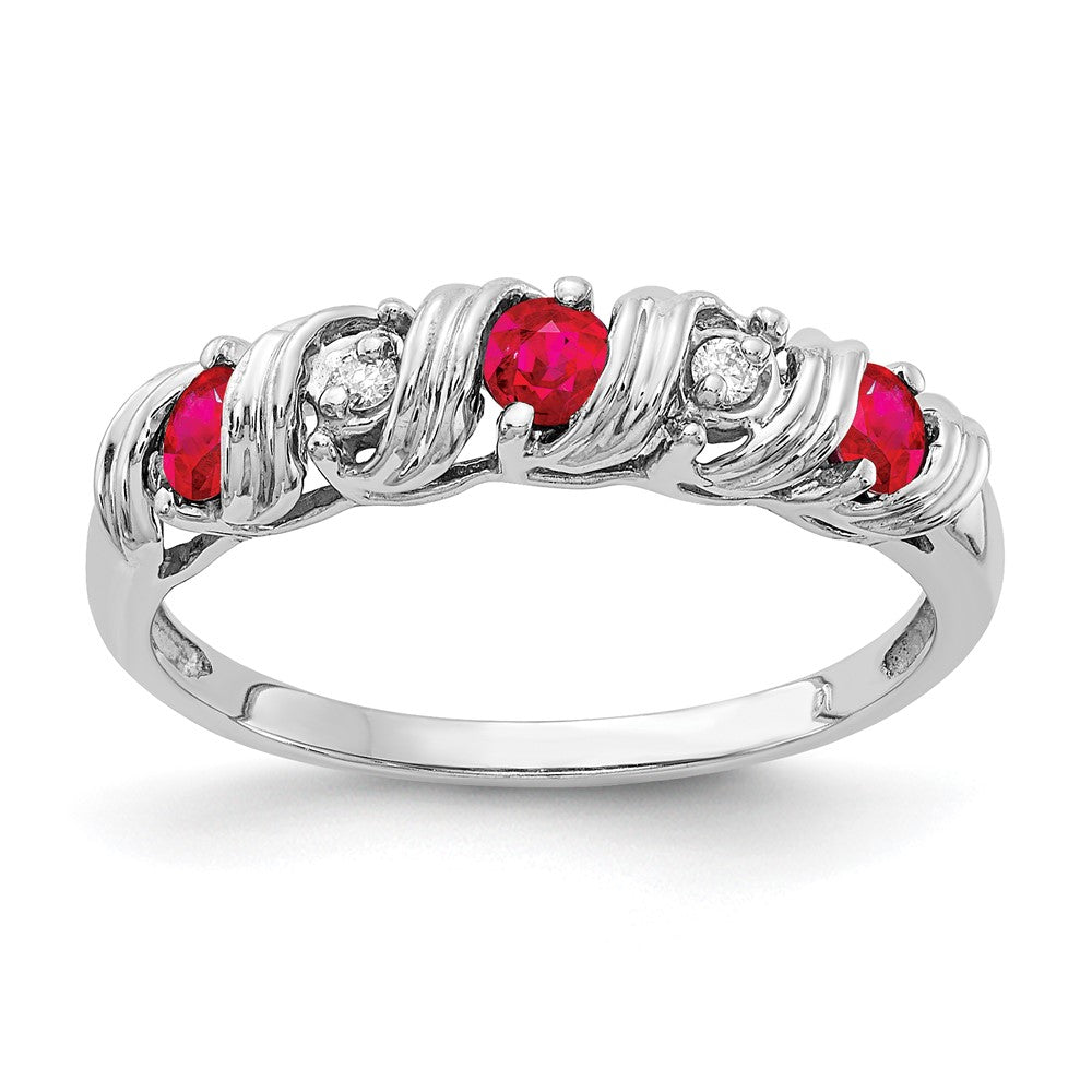 14k White Gold 2.75mm Ruby A Real Diamond ring