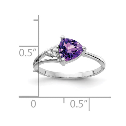 14k White Gold 6mm Amethyst AAA Diamond ring