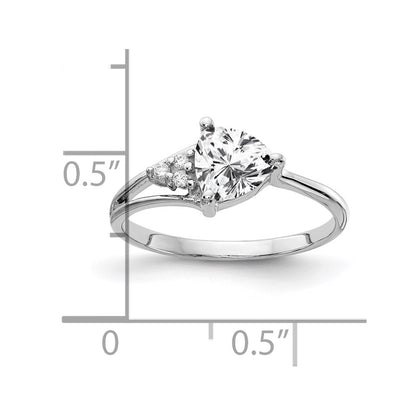 14k White Gold 6mm Cubic Zirconia A Diamond ring
