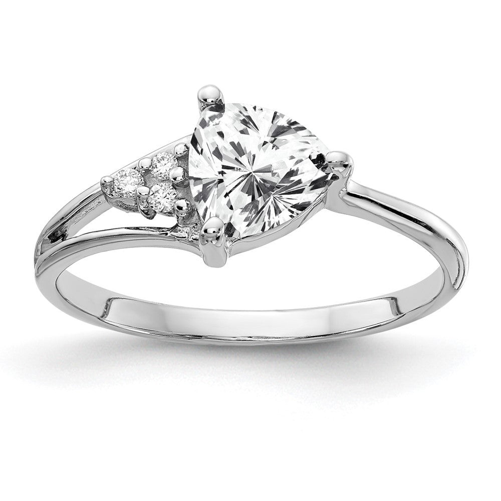 14k White Gold 6mm Cubic Zirconia AAA Diamond ring