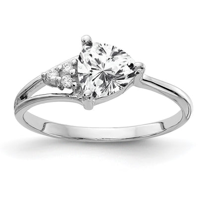 14k White Gold 6mm Cubic Zirconia A Diamond ring